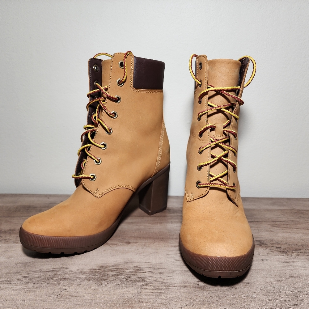 Timberland Camdale Ankle Boots Wheat Tan Chunky Wedge Heel A1SEE Women's Size 8 - Picture 6 of 10